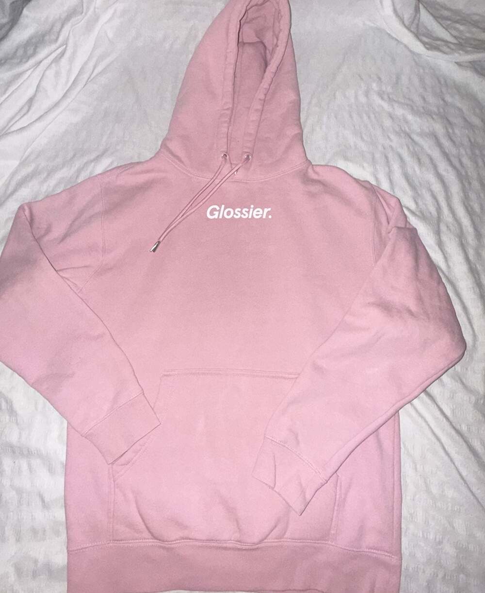 Glossier Original Pink Hoodie Pullover Sweatshirt